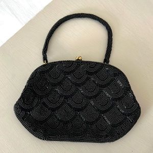 Vintage black beaded purse